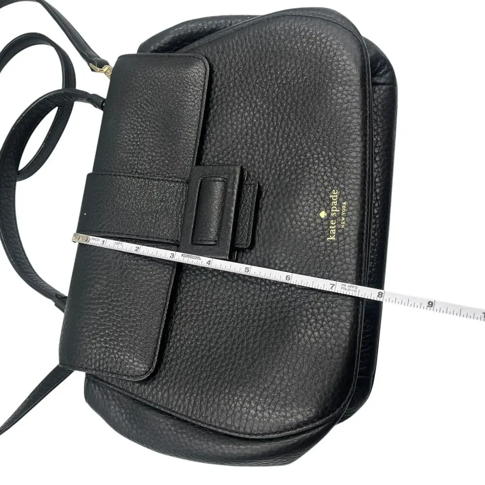 Kate Spade Satchel Crossbody Bag Carlyle Street Justina Pebbled Leather Black